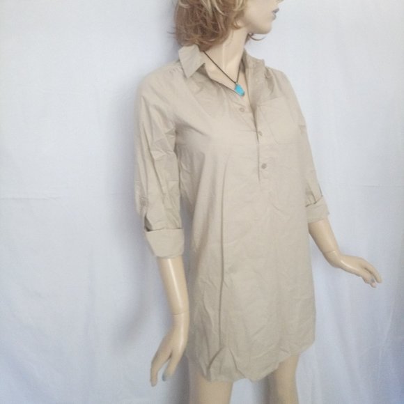 NWT $130 MICHAEL KORS Sand Safari Button Front Shirtdress Sz S 100% Cotton - Picture 4 of 11